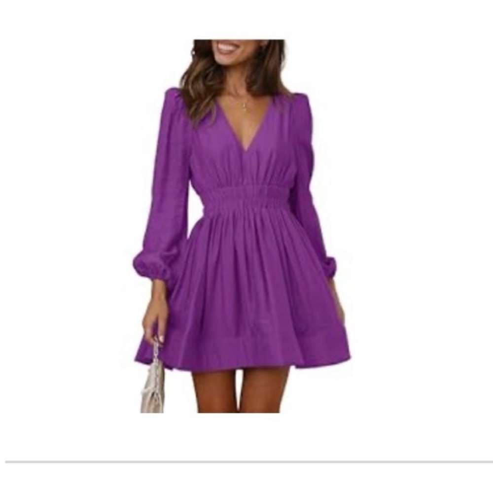 Vibrant Purple Long Sleeve Dress